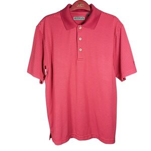 Cubavera Mens Ribbed Polo Shirt Medium Red Pink Short Sleeve Pineapple Logo